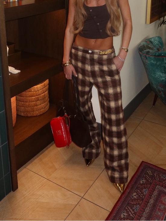 Marc Jacobs Pants - women’s marc jacobs Plaid Straight-Leg Pants in Brown and Cream